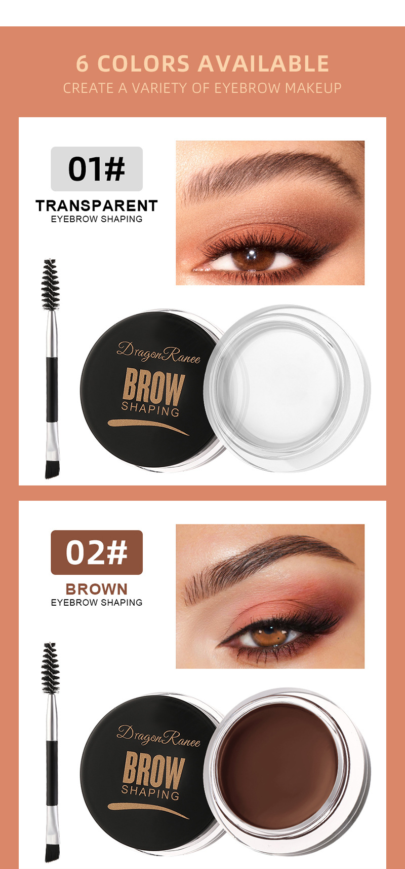 Wild - Style Eyebrow Gel Pomade & Pencil Set - European And American - Style Mocne utrwalenie, mydło - formuła woskowa dla podkreślonych i długotrwałych brwi_voghion.com