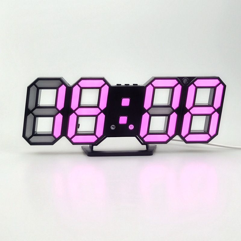 Orologio digitale a LED con rilevamento automatico e display 3D, multifunzione, doppio uso da parete/tavolo, 12 opzioni di colore_voghion.com
