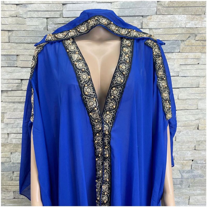 Abbigliamento da donna, vestaglia in chiffon ricamata, scialle musulmano, mantello con cappuccio, manica a pipistrello, camicetta_voghion.com