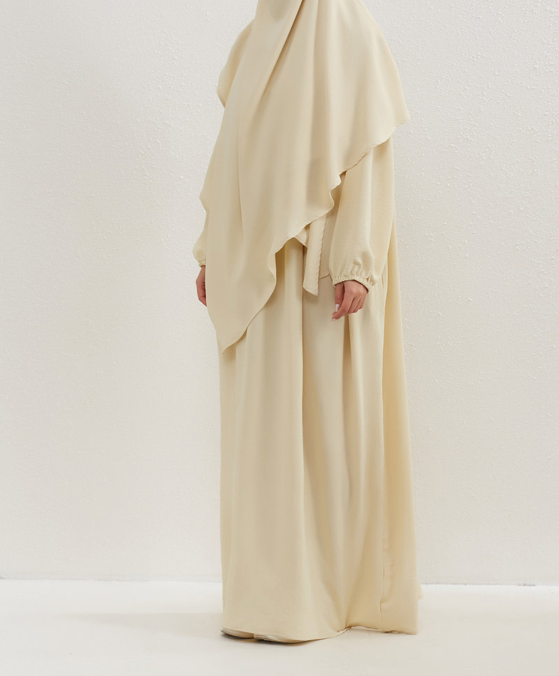 Women's Clothing Two Piece Set Solid Color Headscarf Robe Dress Ethnic Style_voghion.com