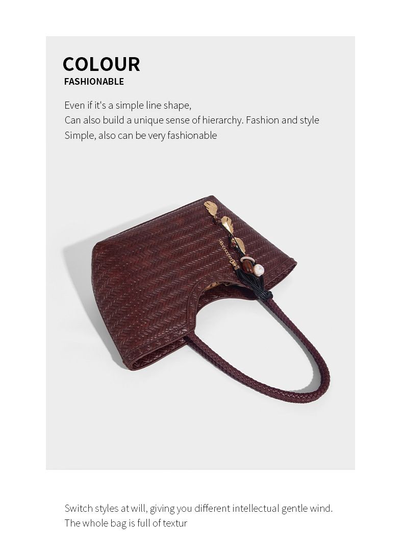 Borsa tote in pelle intrecciata con tasca interna, borsa a tracolla di grande capacità per uso quotidiano, shopping, viaggi - Design marrone chic_voghion.com