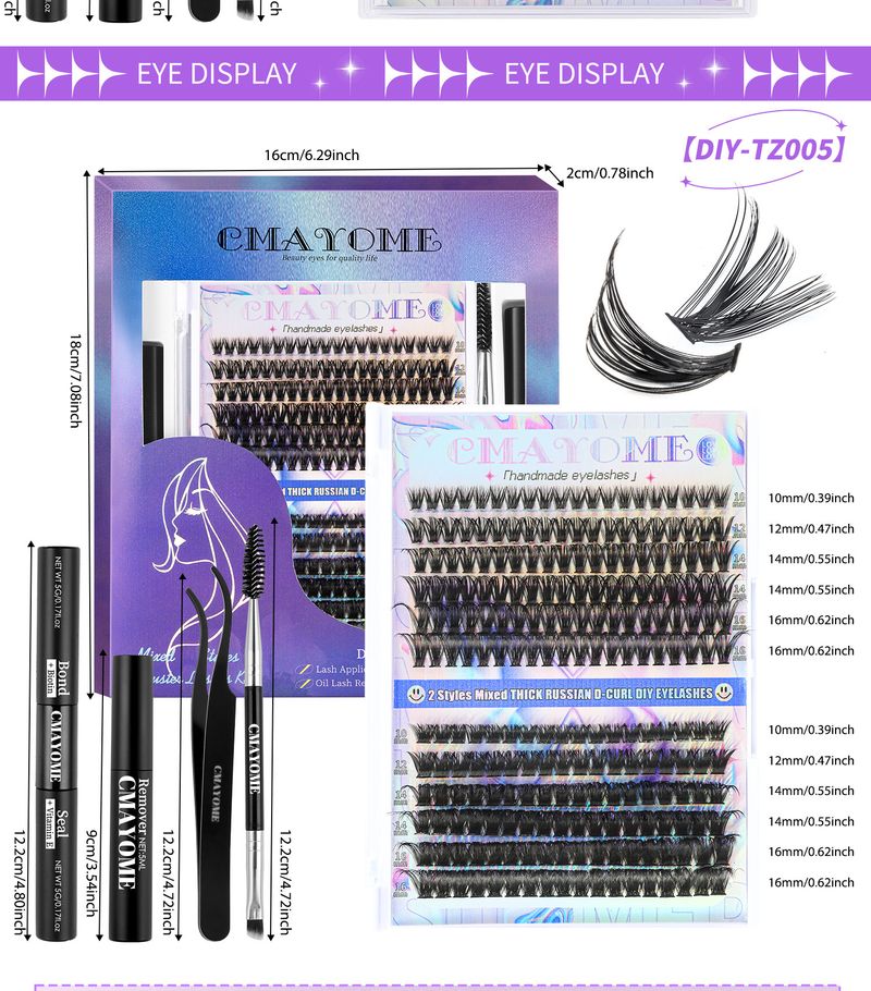Cílios postiços segmentados de cluster único faça você mesmo 30D + 40D conjunto kit de cílios de grande capacidade para maquiagem personalizável_voghion.com