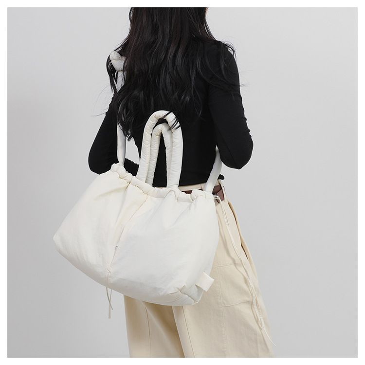 New style portable down cotton bag winter versatile fashion shoulder messenger bag multifunctional pleated casual backpack_voghion.com