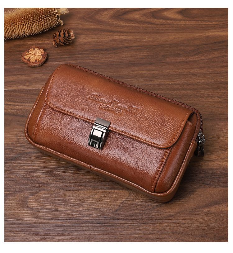 Minimalistische Herren-Handy-Hüfttasche aus echtem Leder mit Gürtel, 5,5 Zoll/6,5 Zoll, kleine Hüfttasche aus Rindsleder_voghion.com