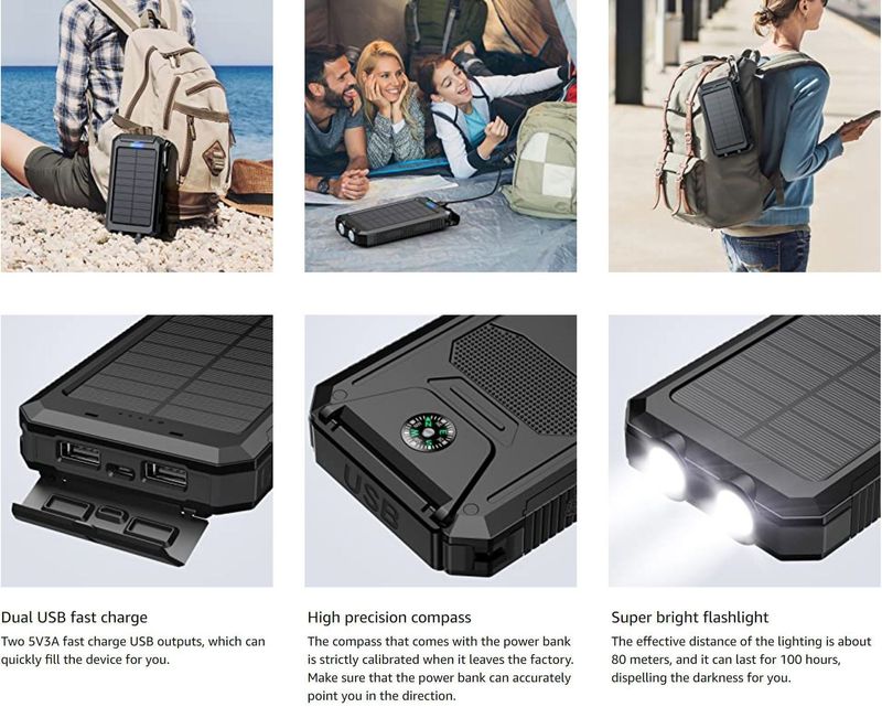50000 MAh Solar Portable Charging Power Bank External Battery Charger Strong Light LED All Smartphones For Xiaomi_voghion.com