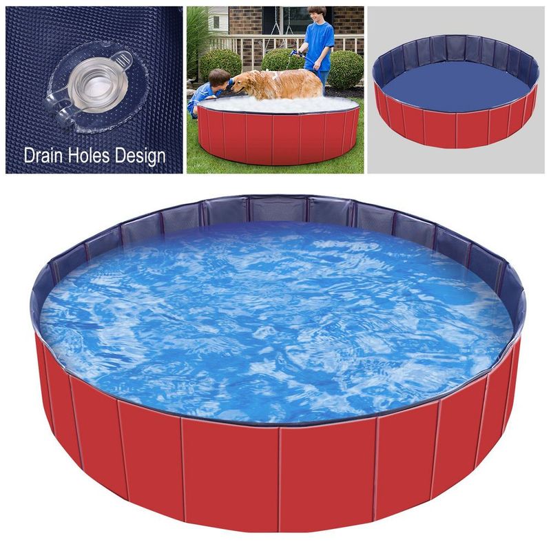 Foldable Pet Swimming Pool PVC Kiddie Baby Dog Swim Pool Bathing Tub Playmat Kids Pools_voghion.com