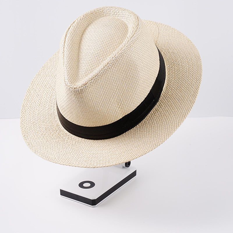 Neu eingetroffen Mode Sommer Casual Unisex Strand Große Krempe Jazz Sonne Panama Papier Stroh Frauen Männer Cowboy Fedora Hut Gangster_voghion.com