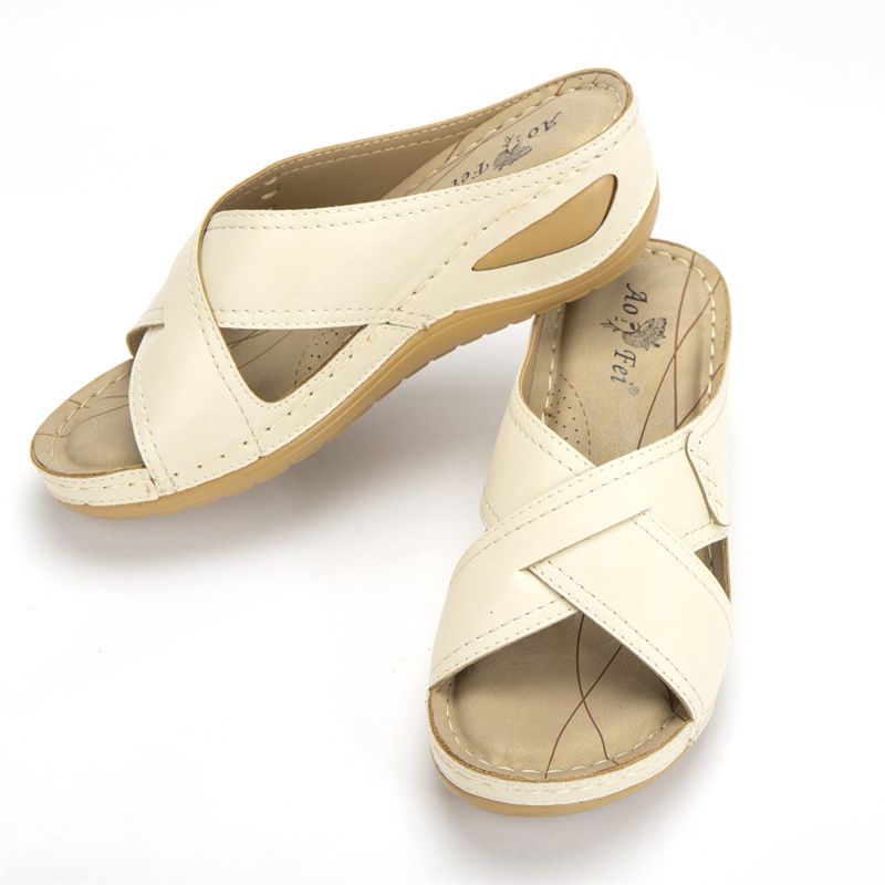Pantofole da donna di grandi dimensioni, scarpe da mamma cucite con tacco in pendenza, nuove e fresche, estive_voghion.com