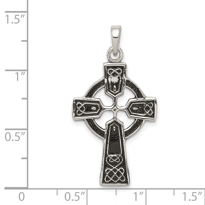 Sterling Silver Polished And Antiqued Celtic Cross Pendant_voghion.com