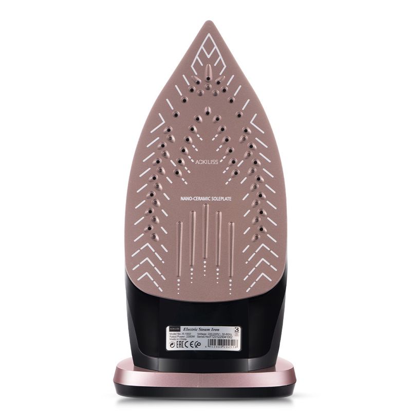 Ceramic Soleplate Steam Iron, Rose Gold Dry & Wet Dual-Use Electric Iron, 2000W, EU Standard_voghion.com