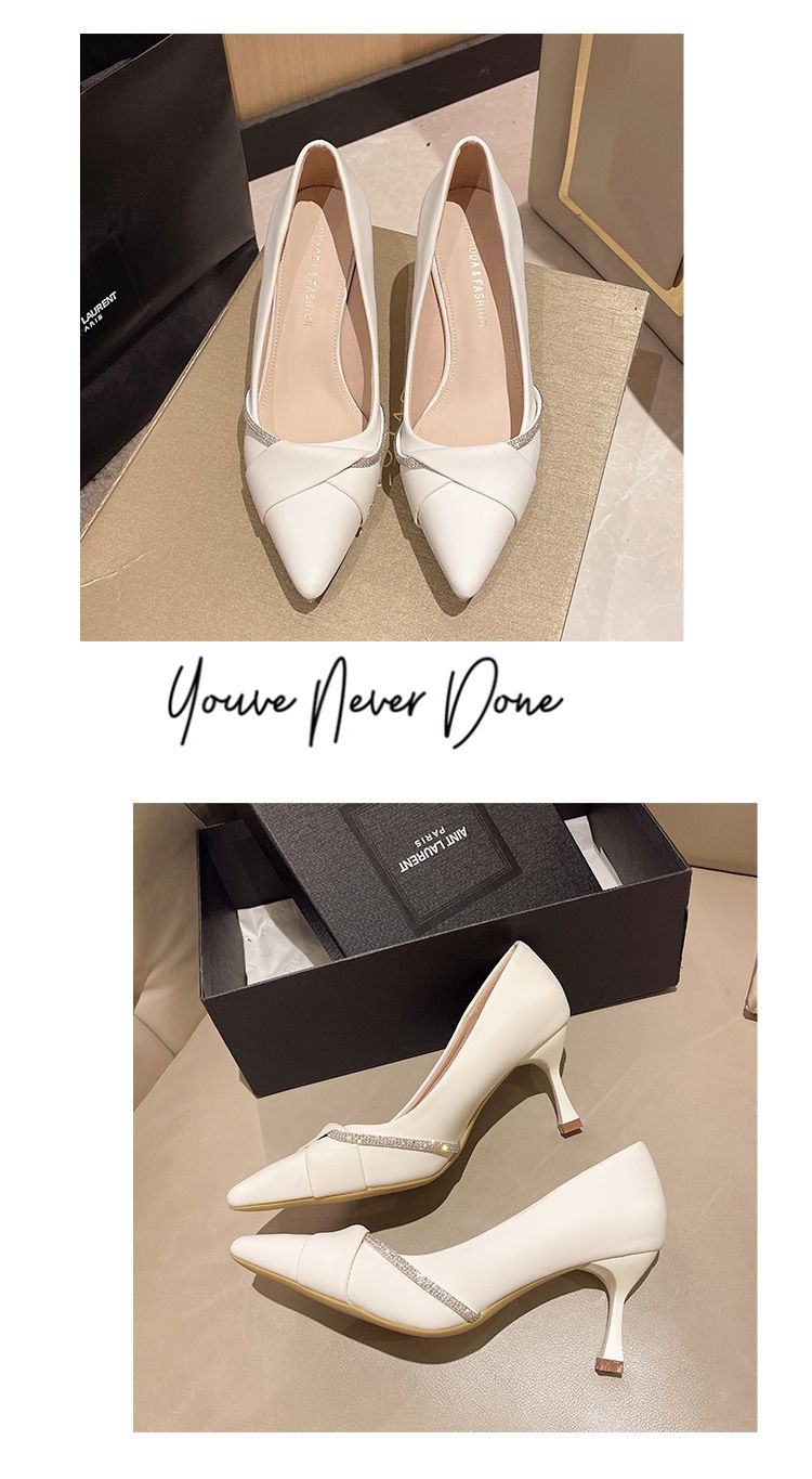 High Heels für Damen im Frühling und Herbst mit flacher Öffnung, spitzer Spitze und dünnem Absatz, die allein zur Arbeit pendeln_voghion.com