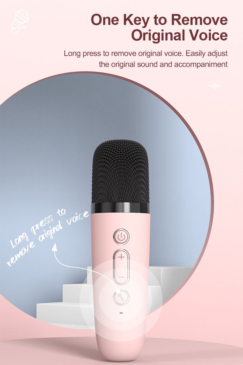 Mini-Bluetooth-Lautsprecher mit Karaoke-Mikrofon – Tragbarer Desktop-Lautsprecher zum Singen für Kinder und die ganze Familie (kompakt und kabellos)_voghion.com