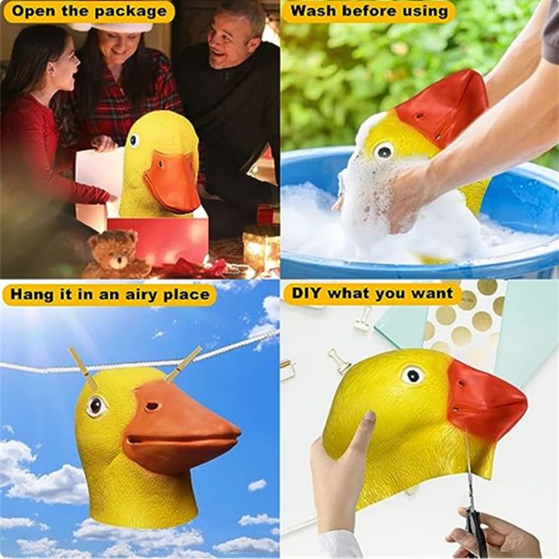 Halloween Deluxe Mask Duck Head Mask Latex Animal Mask Novelty Duck Costume Bill_voghion.com