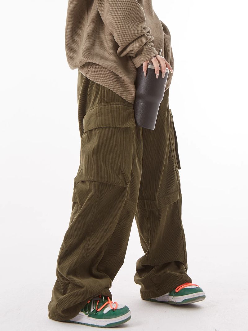 Herrenbekleidung Cord New Style Oberbekleidung Gerade Mode Lose Freizeithose Drapieren Herbst- und Winterhose_voghion.com