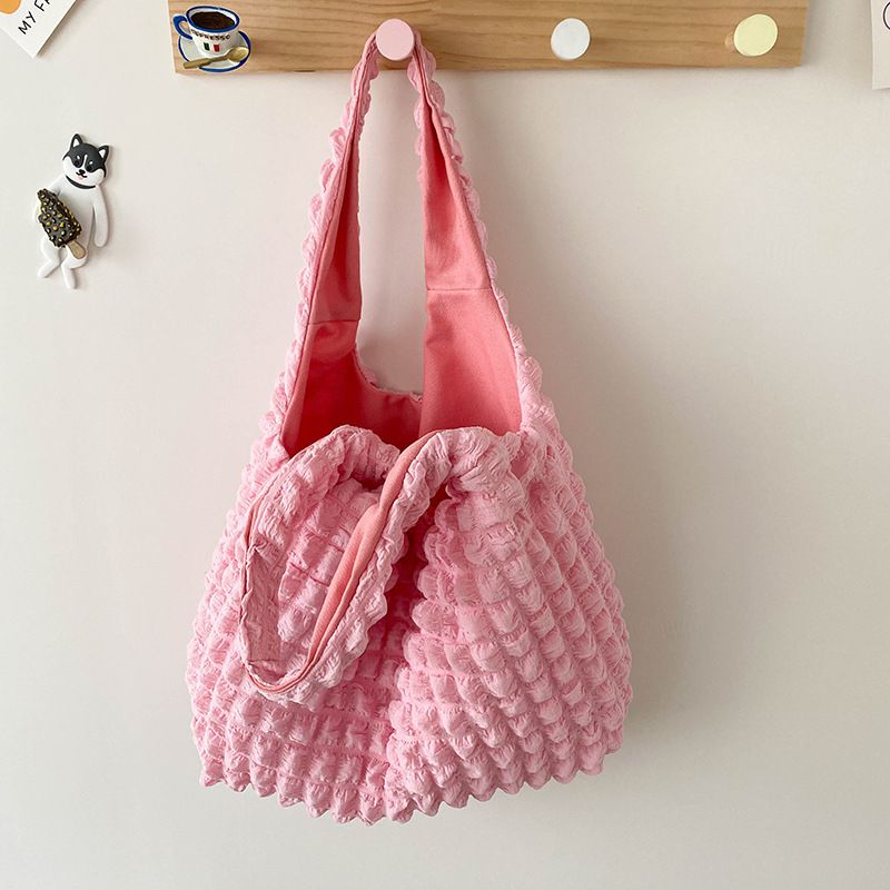 Korean Style Bubble For Women 2022 Autumn Pleated Soft Girly Single Shoulder Fashion Versatile Casual Bucket Bag_voghion.com