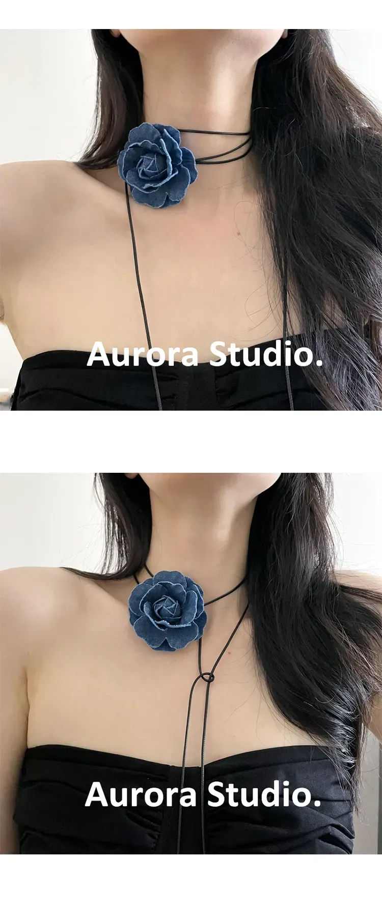 Camellia SeriesFrench Small Fragrance Highlevel Atmosphere Black And White Flower Necklace With Versatile Choker 250728_voghion.com