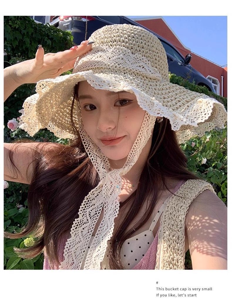 Zhao Lusi Same Style Stro Strand Opvouwbare Zonnehoed Zomer UV-bescherming_voghion.com