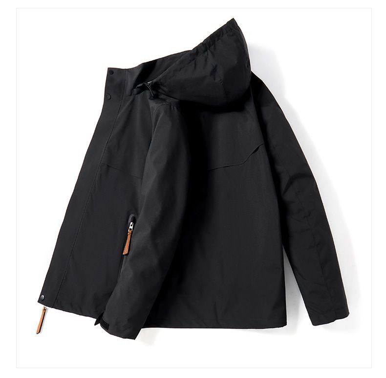 Men's 3-in-1 Waterproof Hiking Jacket With Detachable Down Liner - All-Season Windproof Shell For Mountaineering, Skiing & Urban Commute (Black/Camo)_voghion.com