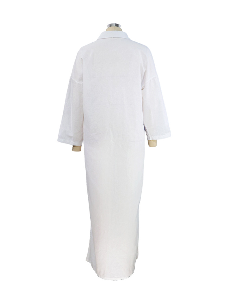 Women's Clothes Solid Comfortable Casual Bamboo Knot Cardigan Dress_voghion.com