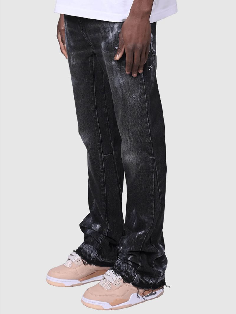 Herre hiphop-jeans med joggebukser, løs passform, streetwear, biker- og baggy-jeans, rette jeans_voghion.com
