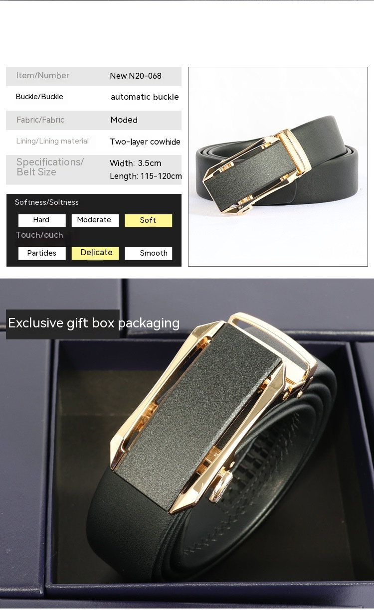 Nytt bälte i legering med automatiskt spänne läderbälte för mäns företag Mångsidigt high-end läderbälte, moderiktigt och elegant bälte för män_voghion.com