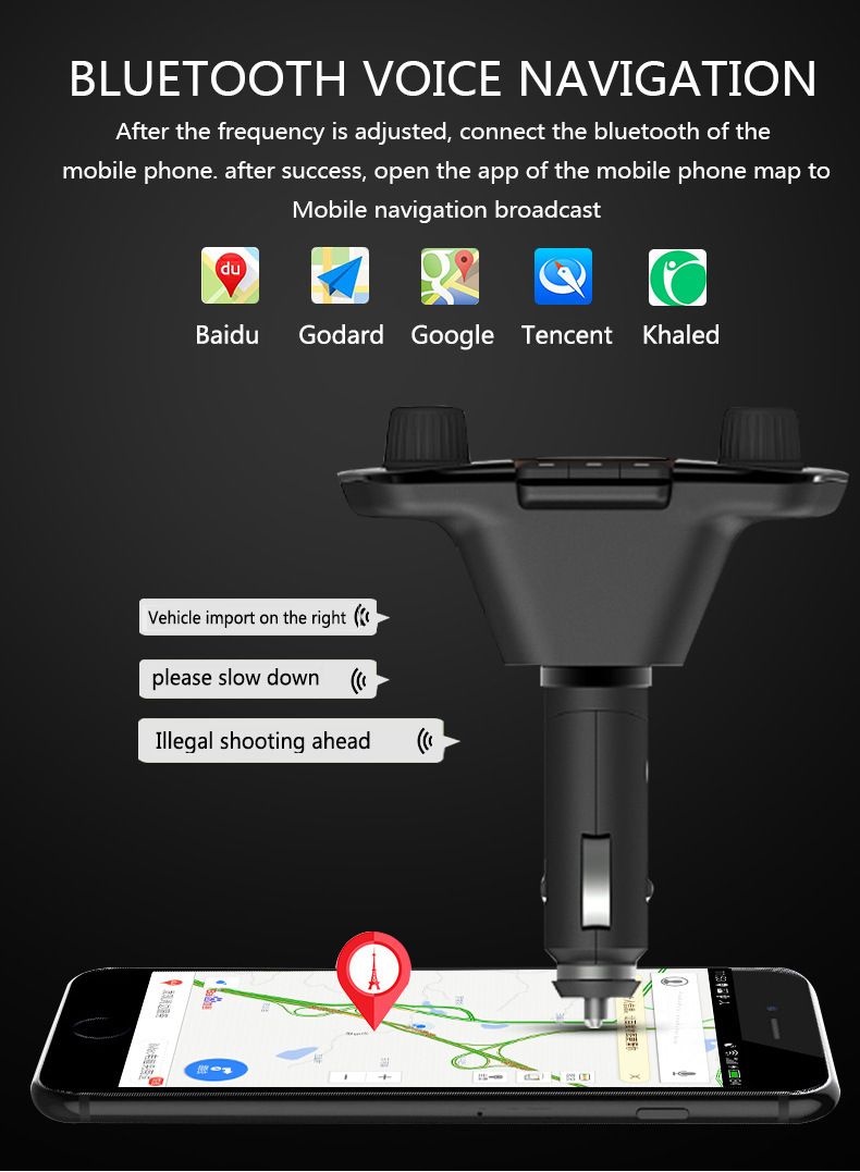 Αυτοκίνητο MP3 Bluetooth Hands-free Πομπός αυτοκινήτου Bluetooth fm 2.1A γρήγορη φόρτιση_voghion.com