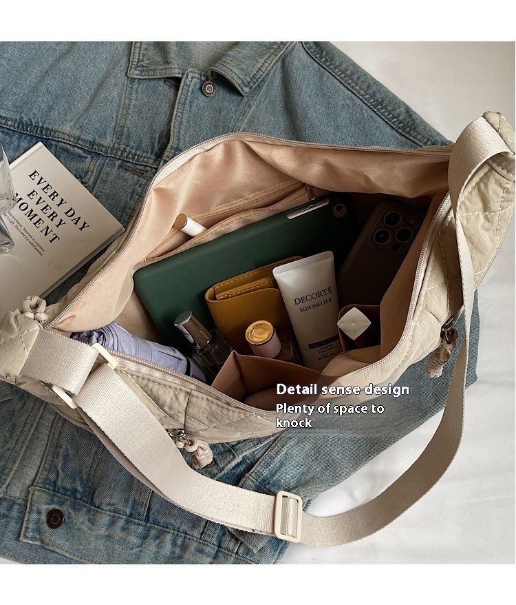 Women's high-end armpit autumn and winter new diamond grid down cotton jacket bag, student versatile single shoulder_voghion.com