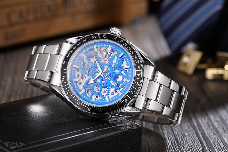 Hot selling winner8152 men's leisure mechanical watch automatic hollow mechanical watch men's steel band watch_voghion.com
