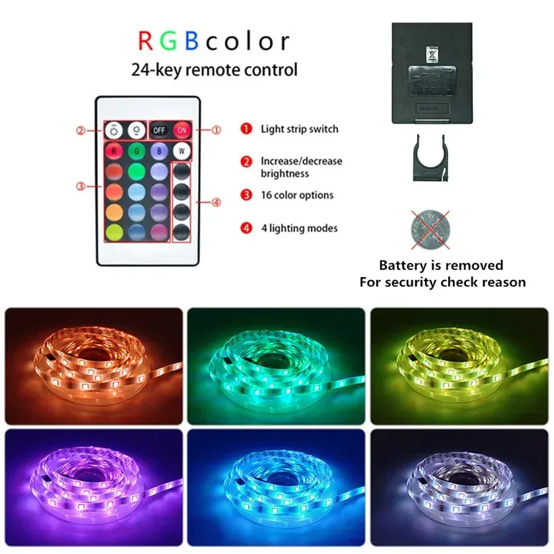 Tira de luces LED USB con control por aplicación que cambia de color, luz LED RGB 5050, cinta flexible para decoración de habitaciones, diodo de retroiluminación de TV_voghion.com