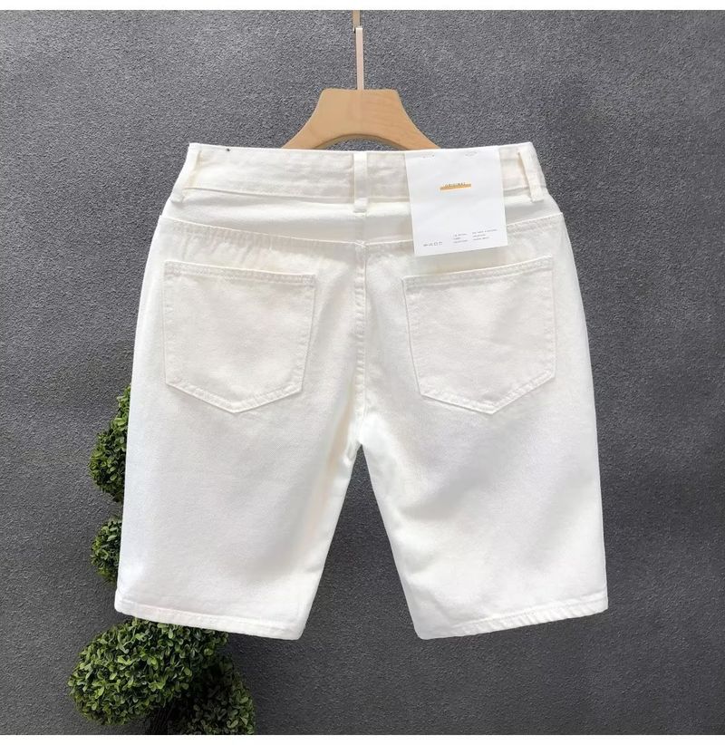 Herenkleding Zomer Dunne Versleten Gescheurde Denim Shorts Herenmode Merk Losse Rechte Vijf-punts Retro Middellange Broek_voghion.com