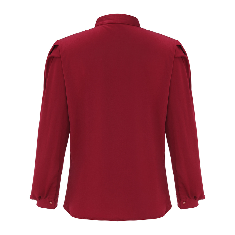 Women's Shirts Solid Color Lapel Long Sleeve Single-row Button Loose Women's Top_voghion.com