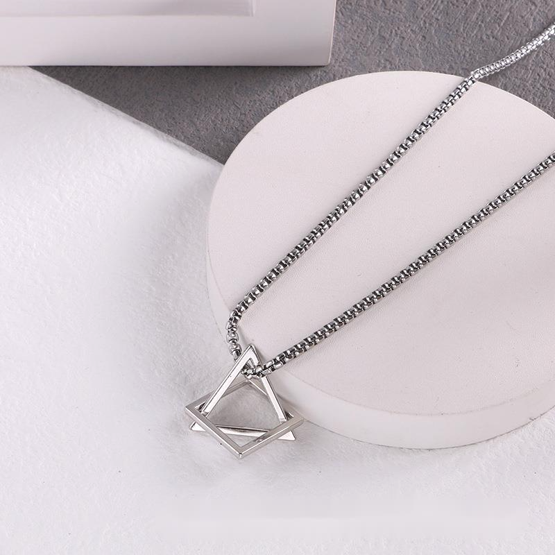 Collana geometrica per coppia, stile cool, hip-hop, uomo e donna, semplice, trendy, versatile, creativo, celebrità di Internet._voghion.com