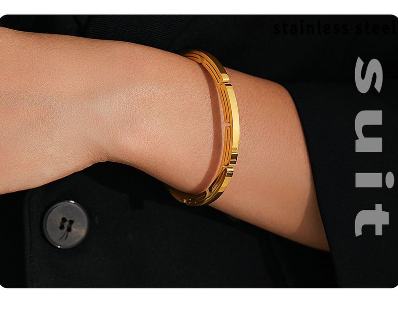 Bracciale aperto personalizzato alla moda da uomo in acciaio inossidabile, semplice e creativo, per gioielli_voghion.com