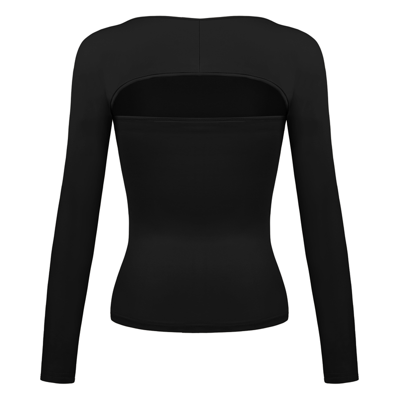 Sexy T-skjorte med tubetopp og langermet tettsittende bluse til dame, todelt sett med topper_voghion.com