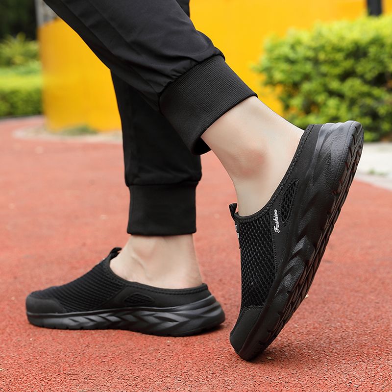 YRZL Herren Halbschuhe Sommer Atmungsaktive Mesh Herrenschuhe Outdoor Casual Wanderschuhe Große Flache Leichte Mesh-Hausschuhe Sandalen_voghion.com