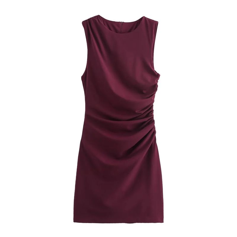 Abito decorativo plissettato in maglia tricolore da donna_voghion.com