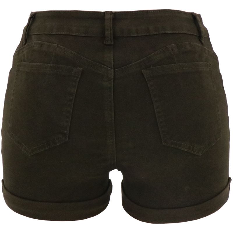 Abbigliamento donna vita alta attillata moda pantaloncini elastici alti jeans donna_voghion.com