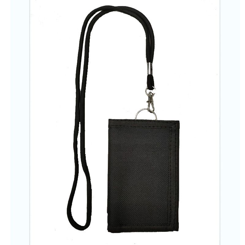 Carteira masculina de lona com cordão, zíper, bolso, clipe, chaveiro dobrável, compartimento para cartão, bolsa para dinheiro_voghion.com