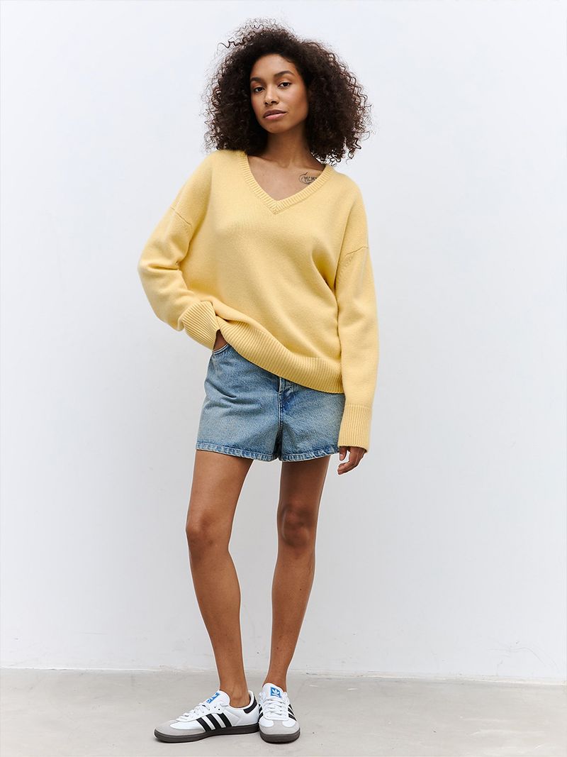 Damen-Strickpullover mit V-Ausschnitt – weicher und atmungsaktiver Oversize-Pullover für Herbst und Winter – bequeme Freizeitkleidung in Unifarben_voghion.com