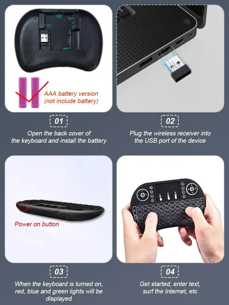Mini tastiera wireless da 2,4 GHz con retroilluminazione inglese russo spagnolo Air Mouse Remote Touchpad per Android TV Box Digital_voghion.com