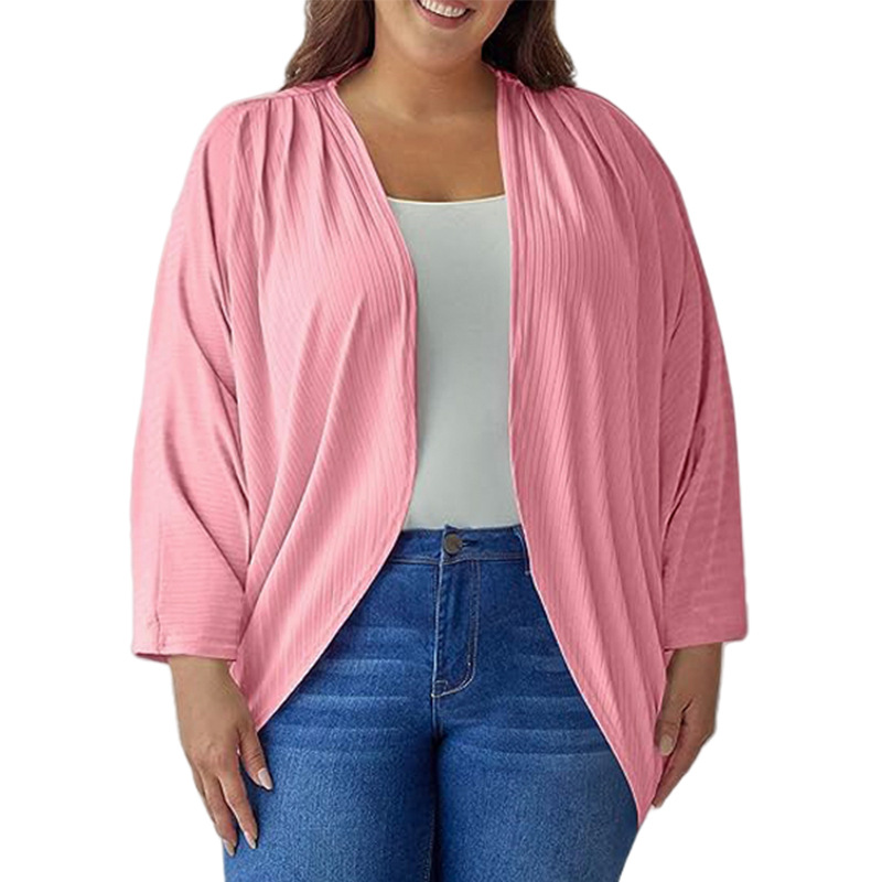 Women's fashion temperament printed large size long-sleeved cardigan top_voghion.com
