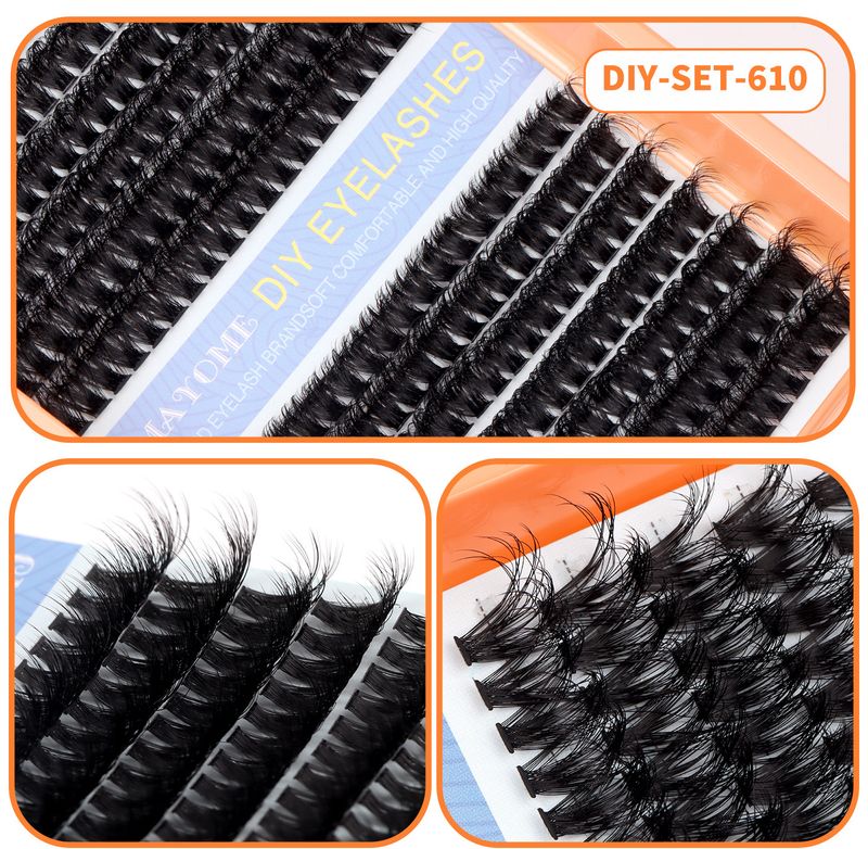 Künstliche Wimpern, einzelnes Büschel, segmentierte künstliche Wimpern, natürlich, dick, D-Curl, weich, 10–20 mm Wimpern_voghion.com