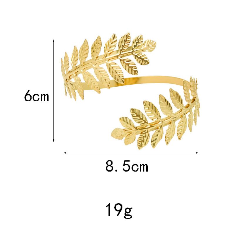 Bracciale da braccio superiore in foglia di metallo per donna, stile greco-romano, bracciale da braccio superiore da donna, colore oro, regalo di gioielli_voghion.com