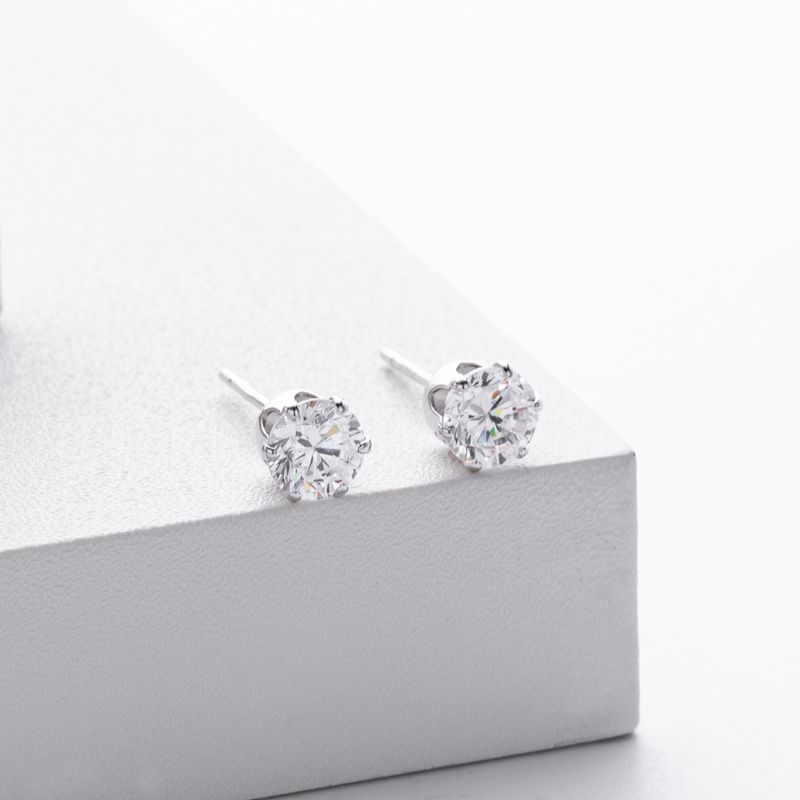 Orecchini a bottone da donna in argento sterling con zirconi cubici, forma geometrica minimalista a forma di osso, argento 925 placcato in oro bianco e oro giallo_voghion.com