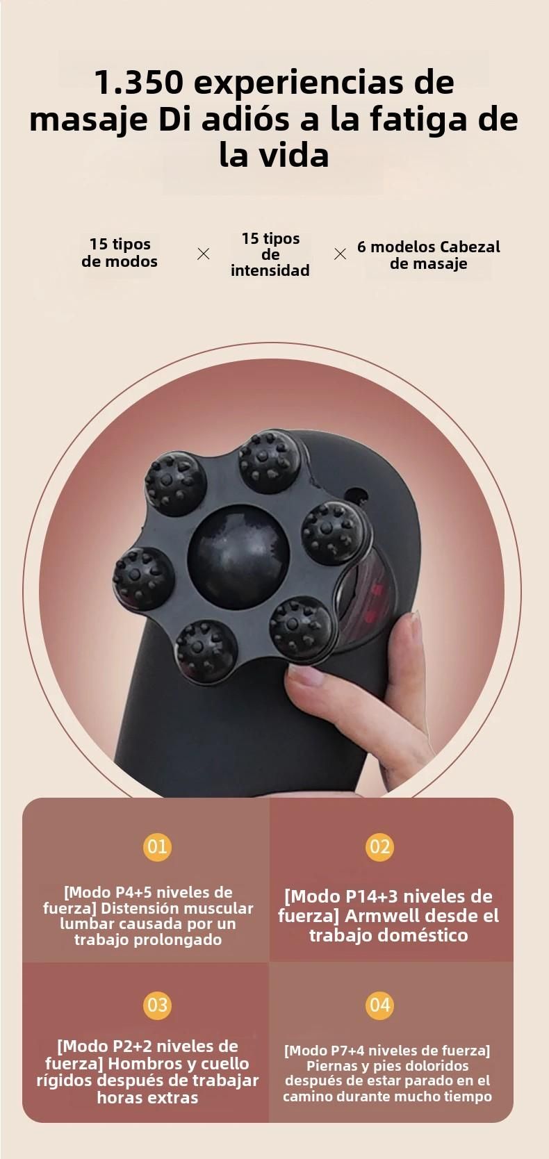 Elektrisches Haarmassagegerät, Halswirbel, Taille, Rücken, Handvibrationsinstrument für die Körperbeziehung, Baumwolle und_voghion.com