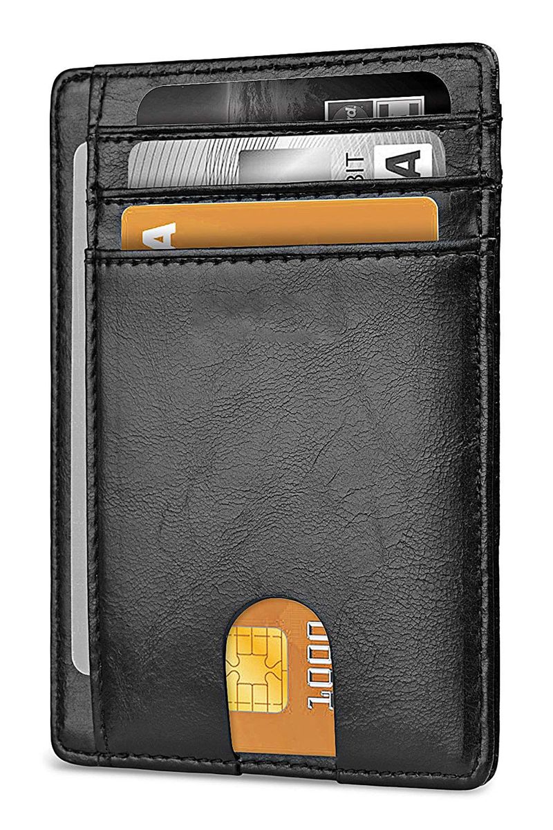 Praktische Kartentasche aus echtem Leder, RFID-Diebstahlschutz-Kartenlesetasche für Herren, asiatischer Kartenhalter für Herren_voghion.com