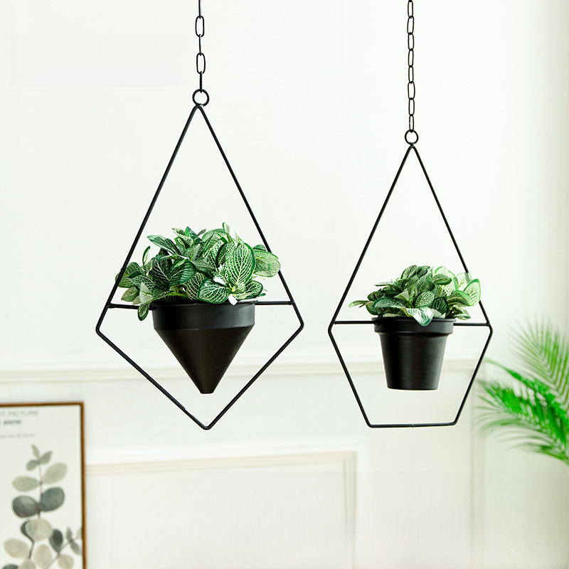 Blomkruka i smidesjärn Hängande suspension Krukväxt Plantering Hängande korg Hängställning Köttlig liten krukväxt hängande kruka_voghion.com