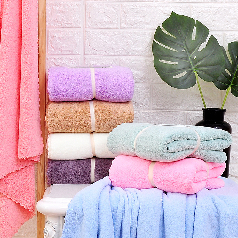 Coral velvet towel, absorbent towel, bath towel letter set, company gift_voghion.com