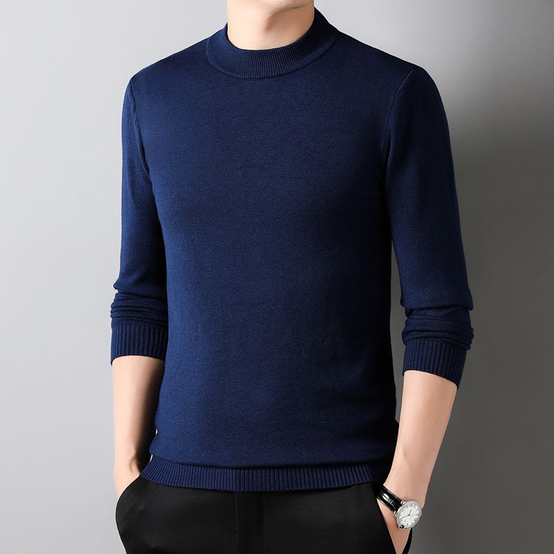 Halve Rollkragen Strickwaren Pullover Neue Herbst/Winter Mock Neck Sweatshirts Einfarbig Pullover Mann Marke Casual Heren Kleidung_voghion.com