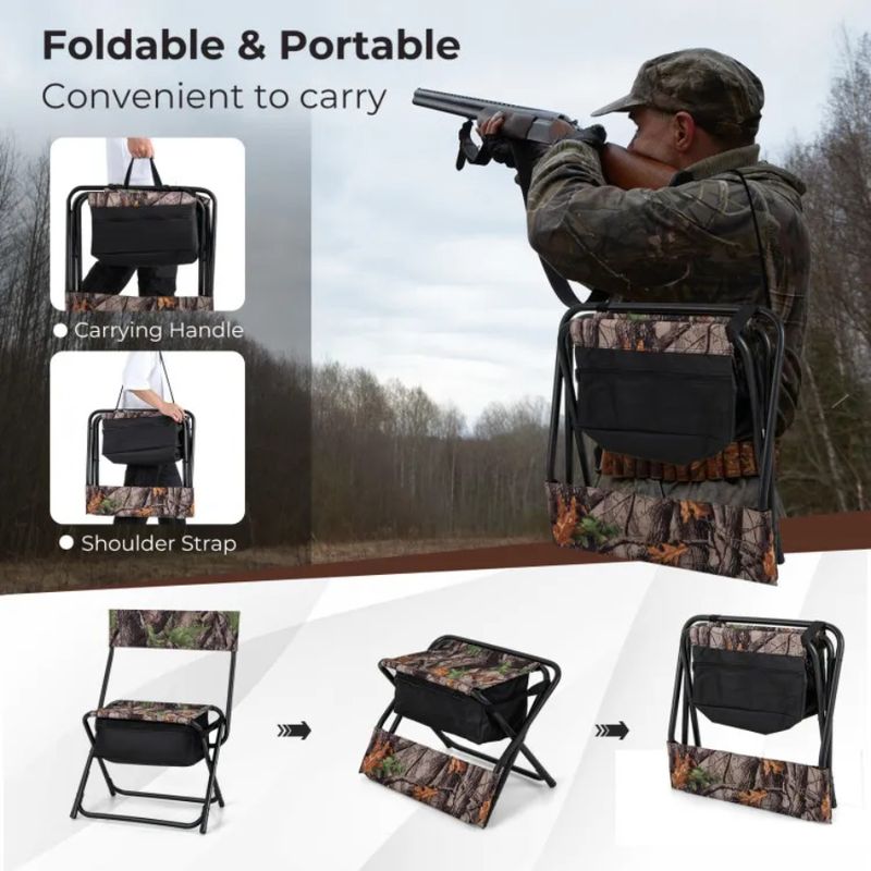 For Patio With Foldable Hiking Chair Storage Backrest Pocket Camping_voghion.com